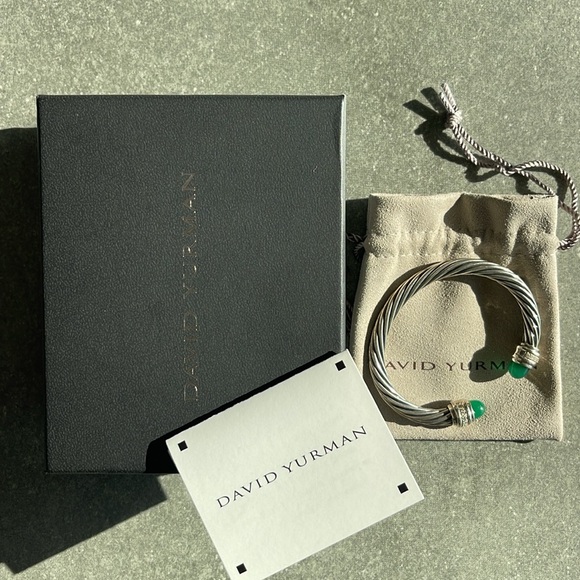 David Yurman Cable Classics 7mm Bracelet w/ Green Onyx & Diamonds. NWT + Bag/Box - Picture 12 of 12